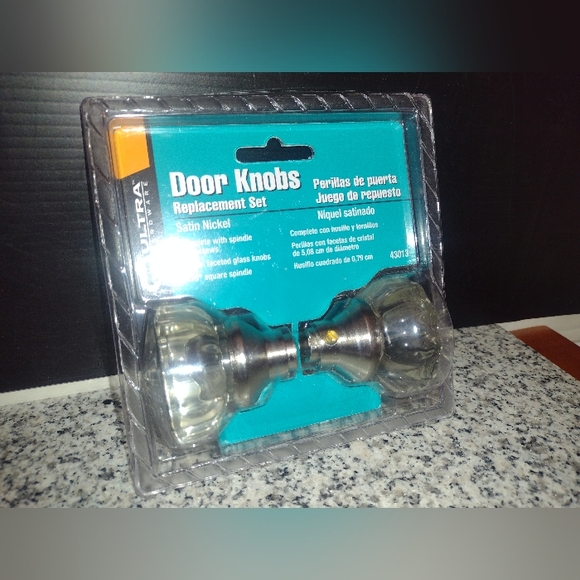 Door Knob Replacement Handle Set #43013 Satin Nickel, Spindle w/Hardware. New - Picture 2 of 6